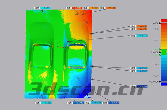 Comparative inspection drawing of aircraft inner p